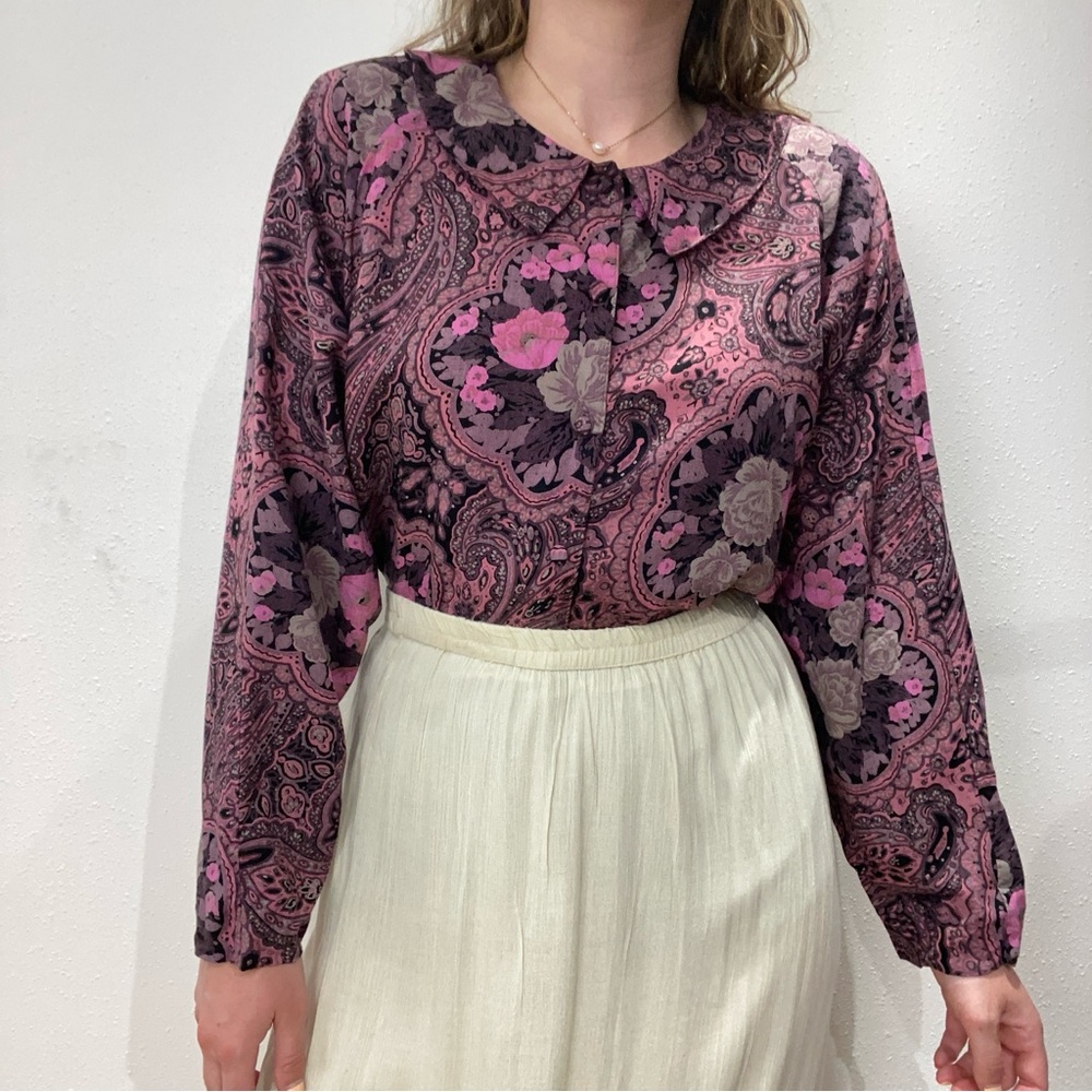 Vintage Floral/Paisley Collared Blouse